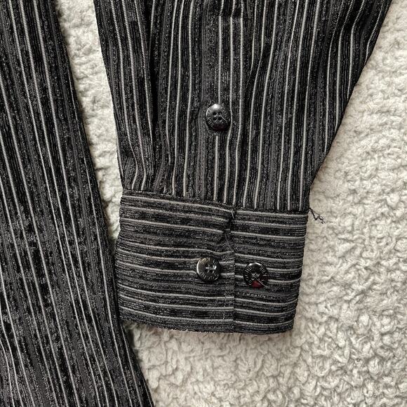 Vintage Gachu Button Up Shirt Mens 2XL Black Corduroy Textured Plaid Long Sleeve - Picture 5 of 9